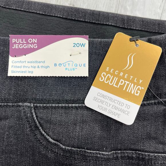 Boutique Plus Black Secretly Sculpting Pull On Skinny Leg Jegging Plus Size 20W - Picture 3 of 10